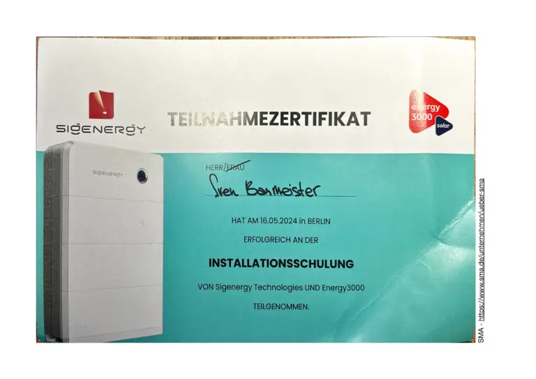 Installationsschulung Sigenergy