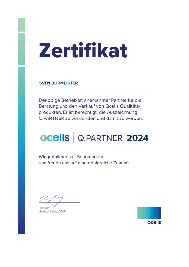 Qcells Partnerzertifikat