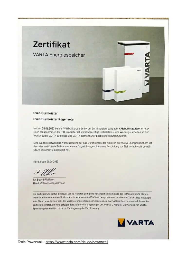 Varta Energiespeicher Partner