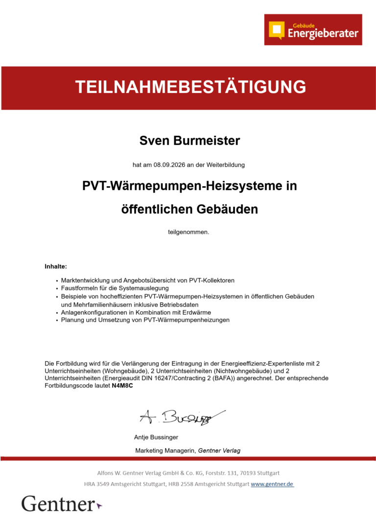 Energieberater Teilnahmebestätigung